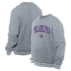 New Era Classy Philadelphia 76ers Gray Chenille Cross Over Pullover Sweatshirt New arrival! Check out this fresh and exciting jersey.