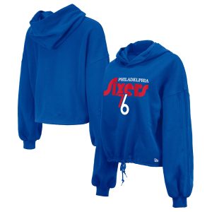 New Era Philadelphia 76ers Women's Royal Premium - grade 2024/25 City Edition Cropped Pullover Hoodie Exclusive design! Own a jersey like no other.