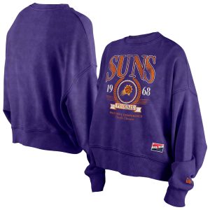 New Fabulous Era Phoenix Suns Women's Purple Throwback Vintage Enzyme Wash Oversized Boxy Pullover Sweatshirt Best - selling! Order this popular jersey before it's out of stock.
