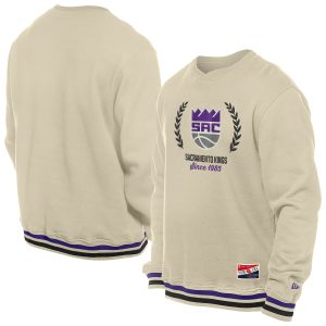 New Era Sacramento Kings White Throwback Glamorous Vintage Pullover Sweatshirt Collectors