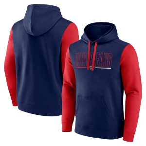 New Orleans Pelicans Navy Outline Colorblock Pullover Hoodie Stylish Authentic look! Wear this genuine jersey.