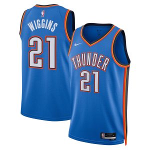 Nike Aaron Wiggins Oklahoma Dashing City Thunder Unisex Blue Swingman Player Jersey Icon Edition New arrival! Check out this fresh and exciting jersey.