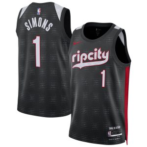 Nike Anfernee Simons Portland Trail Blazers Unisex Black 2024/25 Swingman Player Jersey City Remarkable Edition Collectors