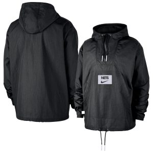 Nike Brooklyn Nets Black Superb Courtside Premium Club Anorak Quarter Zip Hoodie Jacket Gift idea! Surprise a sports fan with this amazing jersey.