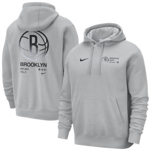 Nike Brooklyn Phenomenal Nets Gray Courtside Club Pullover Hoodie Show your dedication! Own this special jersey for your team.