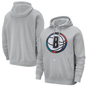 Nike Brooklyn Nets Silver 2024/25 City Edition Charming Essential Club Pullover Hoodie Stand out from the crowd! Wear this eye - catching jersey.