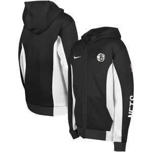Nike Brooklyn Nets Youth Black Showtime Performance Full Zip Top - notch Hoodie Act fast! Only a handful left. Secure this amazing jersey now.