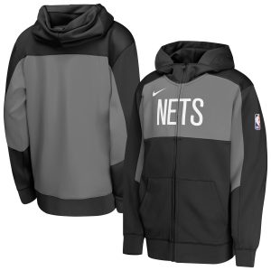 Nike Brooklyn Nets Youth Black/Gray Authentic On Court Showtime Impressive Performance Full Zip Hoodie Designed for performance! Get this functional jersey.