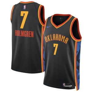 Nike Chet Holmgren Oklahoma City Thunder Unisex Delightful Black 2024/25 Swingman Player Jersey City Edition Limited stock! Be quick and grab this must - have jersey to support your team.