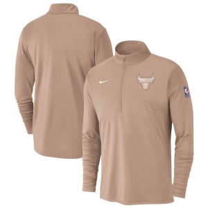 Nike Chicago Bulls Tan 2024/25 City Edition Authentic Striking Coaches Performance Half Zip Top Experience luxury! Order this high - end jersey.