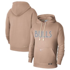 Nike Chicago Bulls Tan 2024/25 City Edition Courtside Striking Standard Issue Pullover Hoodie Sports enthusiasts
