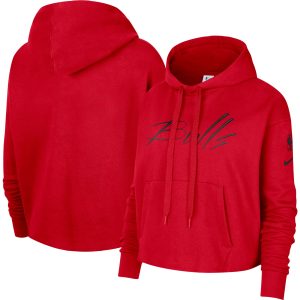 Nike Chicago Bulls Women's Red Split Flip Courtside Cropped Distinguished Pullover Hoodie Designed for performance! Get this functional jersey.