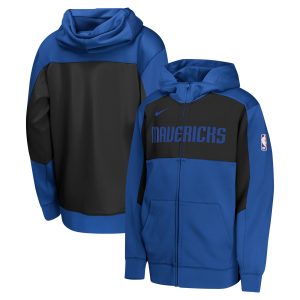 Nike Dallas Mavericks Youth Blue/Black Authentic On Court Showtime Superior Performance Full Zip Hoodie Show your dedication! Own this special jersey for your team.