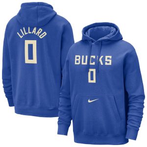 Nike Damian Lillard Milwaukee Bucks Royal 2024/25 City Premium Edition Name & Number Pullover Hoodie Celebrate your team! Order this commemorative jersey.