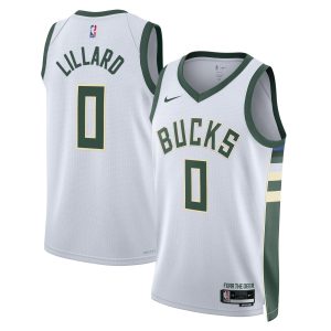 Nike Damian Lillard Milwaukee Bucks Unisex White Fear The Deer Premium - grade Swingman Player Jersey Association Edition Collectors