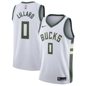 Nike Damian Lillard Milwaukee Premium - grade Bucks Unisex White Swingman Player Jersey Association Edition Collector's item! A rare addition to any collection.