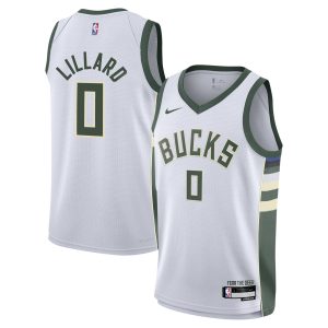 Nike Damian Lillard Milwaukee Admirable Bucks Youth White Swingman Jersey Association Edition Stand out from the crowd! Wear this eye - catching jersey.