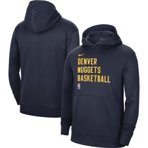 Nike Denver Nuggets Unisex Navy 2023/24 Performance Spotlight On Court Practice Pullover Striking Hoodie Retailers
