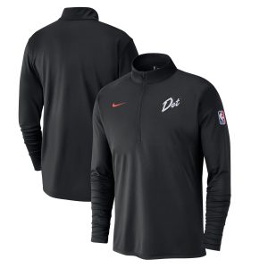 Nike Detroit Pistons Black 2024/25 City Edition Authentic Coaches Performance Elegant Half Zip Top Sports enthusiasts