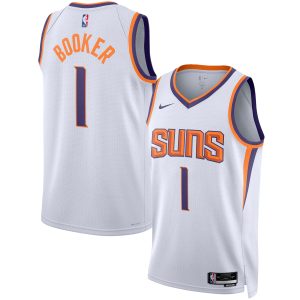Nike Striking Devin Booker Phoenix Suns Unisex White Swingman Jersey Association Edition Sports fans