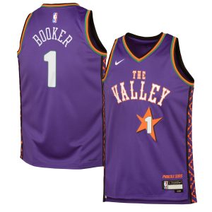 Nike Devin Booker Phoenix Admirable Suns Youth Purple 2024/25 Swingman Player Jersey City Edition Trending now! Grab this hot jersey while you can.