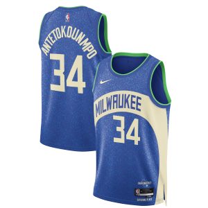 Nike Giannis Antetokounmpo Milwaukee Bucks Unisex Blue 2023/24 Swingman Jersey City Edition High - quality Be a part of the action! Get this game - ready jersey.