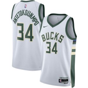 Nike Giannis Antetokounmpo Milwaukee Bucks Outstanding Unisex White Swingman Jersey Association Edition Stand out from the crowd! Wear this eye - catching jersey.