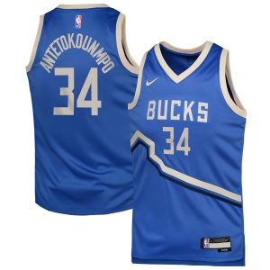 Nike Exquisite Giannis Antetokounmpo Milwaukee Bucks Youth Royal 2024/25 Swingman Player Jersey City Edition Don't be left out! Get this stylish jersey and show your team pride.