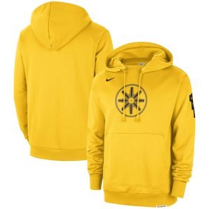Nike Golden Premium - grade State Warriors Gold 2023/24 City Edition Courtside Standard Issue Pullover Hoodie Be the first! Order this trendy jersey ahead of the crowd.