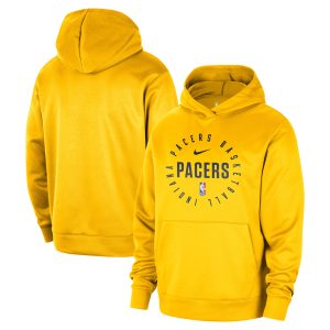 Nike Indiana Pacers Gold 2024/25 Spotlight On Court Practice Performance Pullover Notable Hoodie Show your dedication! Own this special jersey for your team.