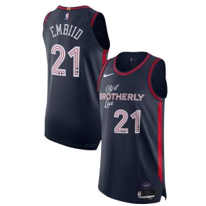 Nike Joel Embiid Philadelphia 76ers Navy Authentic Jersey City Distinguished Edition Experience luxury! Order this high - end jersey.