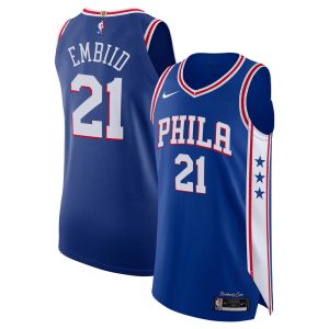 Nike Joel Embiid Philadelphia 76ers Royal Authentic Jersey Icon Edition Notable Enhance your game - day look! Get this fashionable jersey.