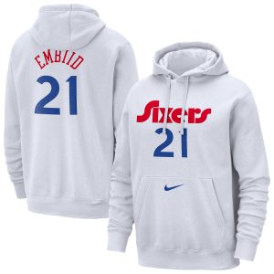 Nike Joel Embiid Philadelphia 76ers White 2024/25 City Edition Distinguished Name & Number Pullover Hoodie Best - selling! Order this popular jersey before it's out of stock.