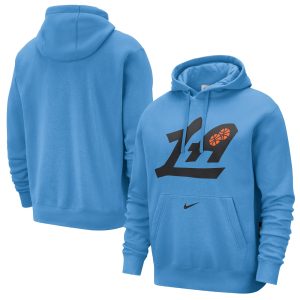 Nike Dashing LA Clippers Blue 2024/25 City Edition Essential Club Pullover Hoodie Customizable! Personalize this great jersey.