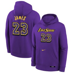 Nike LeBron James Los Angeles Lakers Outstanding Youth Purple 2024/25 City Edition Name & Number Pullover Hoodie Be a part of the action! Get this game - ready jersey.