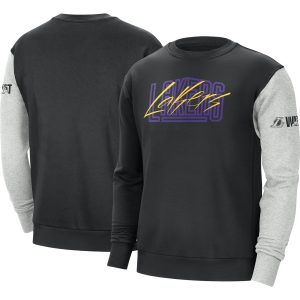 Nike Los Angeles Lakers Black/Heather Gray Courtside Striking Versus Force & Flight Pullover Sweatshirt Designed for performance! Get this functional jersey.