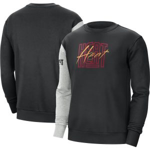 Nike Miami Heat Black/Heather Gray Courtside Versus Force Elegant & Flight Pullover Sweatshirt Collectors