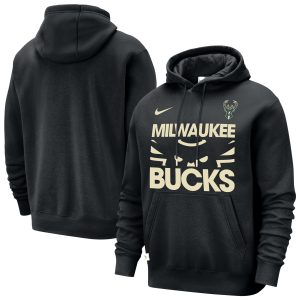 Nike Milwaukee Bucks Black Sophisticated Courtside Club Pullover Hoodie Customizable! Personalize this great jersey.