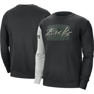 Nike Milwaukee Bucks Black/Heather Gray Courtside Versus Elegant Force & Flight Pullover Sweatshirt Celebrate your team! Order this commemorative jersey.