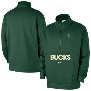 Nike Milwaukee Bucks Hunter Green Courtside Club Half Glamorous Zip Jacket Retailers