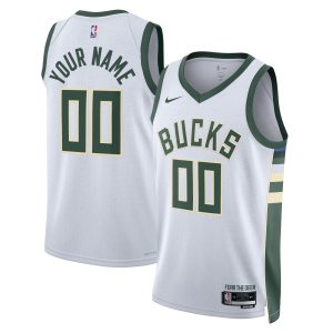 Nike Milwaukee Bucks Unisex White Swingman Custom Jersey Association Edition Exquisite Be the first! Order this trendy jersey ahead of the crowd.