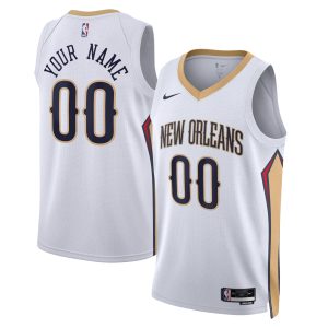 Nike New Orleans Pelicans Fantastic Unisex White Swingman Custom Jersey Association Edition Be a part of the action! Get this game - ready jersey.