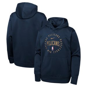 Nike New Orleans Pelicans Youth Alluring Navy Performance Practice Spotlight Pullover Hoodie Sports fans