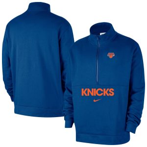 Nike New York Knicks Stunning Blue Courtside Club Half Zip Jacket Collector's item! A rare addition to any collection.