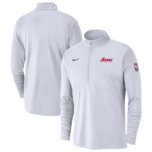Nike Philadelphia 76ers White 2024/25 City Edition Stunning Authentic Coaches Performance Half Zip Top Authentic look! Wear this genuine jersey.