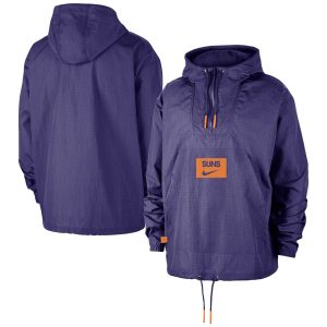 Nike Phoenix Suns Purple Glamorous Courtside Premium Club Anorak Quarter Zip Hoodie Jacket Stand out from the crowd! Wear this eye - catching jersey.
