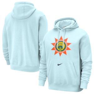 Nike San Antonio Spurs Light Blue 2024/25 City Edition Essential Club Refined Pullover Hoodie Show your dedication! Own this special jersey for your team.