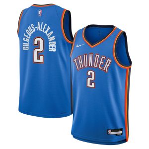 Nike Shai Gilgeous Alexander Oklahoma City Thunder Youth Blue Swingman Unique Jersey Icon Edition Team spirit! Show it off with this awesome jersey.