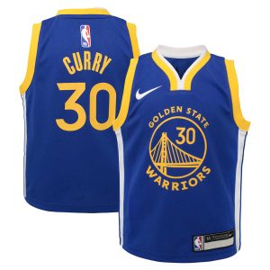 Nike Stephen Curry Golden State Warriors Preschool Royal Dri FIT Swingman Splendid Player Jersey Icon Edition Customizable! Personalize this great jersey.