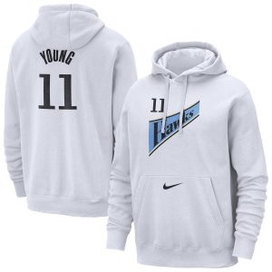 Nike Trae Young Atlanta Hawks White 2024/25 Name & Number Distinguished Pullover Hoodie High - demand item! Order this sought - after jersey immediately.